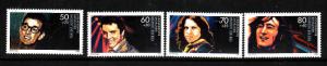 Germany-Sc#B666-9-Music-Unused NH set-Rock Stars-Lennon,Presley-1988-