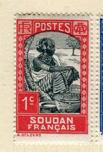 FRENCH SOUDAN; 1931 early Pictorial issue fine Mint hinged 1c. value