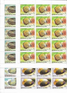 Zaire 974-81a Fish MNH cpl. set x 15, vf. 2022 CV $ 178.50