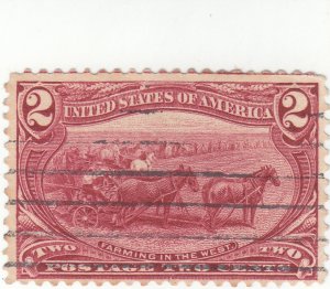 Scott # 286 - 2c Copper Red - Farming in the West - Used -SCV - $2.75