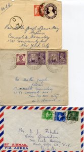 INDIA STAMPS ON  THREE COMMERCIAL COVERS TO US