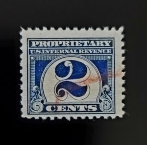 1919 2c U.S. Internal Revenue, Proprietary, Dark Blue Scott RB66 Used