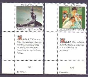 UN Geneva. 1989. 180-81. the art of human rights. MNH.