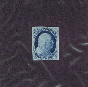 SC# 9 UNUSED ORIG GUM PH 1 CENT FRANKLIN, 1852,  2018 PF CERT GRADED VF XF 85 