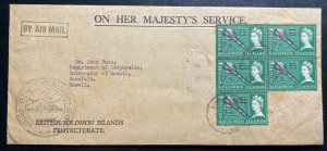 1966 Solomon Island On Her Majesty Service Cover To Honolulu Hawaii