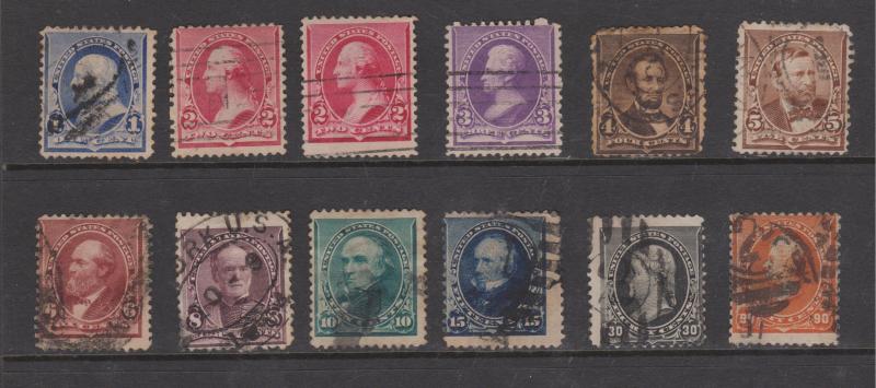 USA 1890 Regular Issue Sc#219-229, 220a Set Used