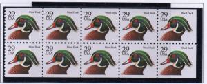 United States Sc 2484a 1991 Wood Duck stamp booklet pane mint NH