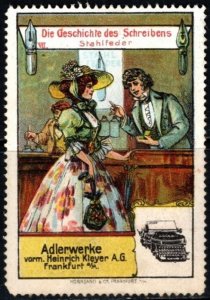 Vintage Germany Poster Stamp Adler Typewriter Heinrich Kleyer AG Frankfurt