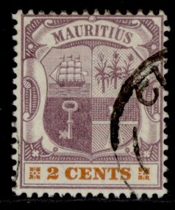 MAURITIUS QV SG128, 2c dull purple & orange, FINE USED. 