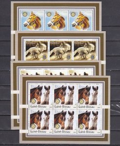 Guinea Bissau, 2003 issue. Horses with Rotary & Lions Logos sheets.