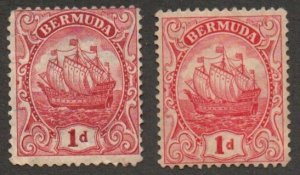 Bermuda 83 Type III Mint never hinged, 83b Type I Mint hinged