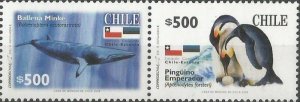 Chile 2006 Antarctic fauna Penguin Whale joint with Estonia set of 2 stamps MNH