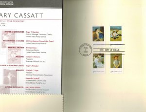 2003 CEREMONY PROGRAM MARY CASSATT AMERICAN ARTIST 4 Stamps + Text card