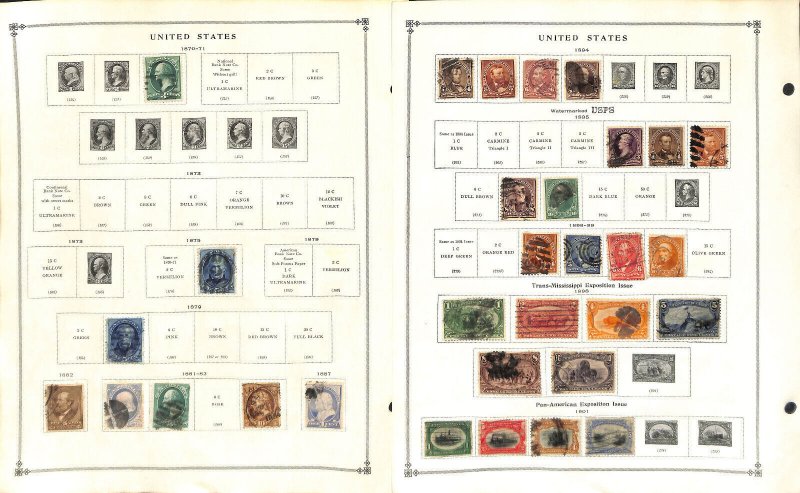 United States Stamp Collection on 70 Scott International Pages to 1960