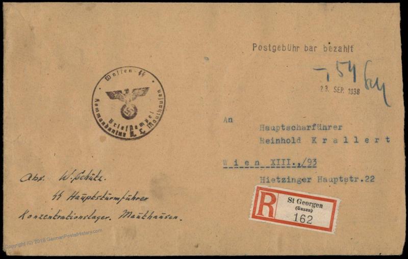 3rd Reich Austria 1938 Concentration Camp KL Mauthausen Gusen SS Cash Paid 81191