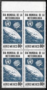 MEXICO 1967 WORLD METOEROLOGICAL DAY Airmail Block of 4 Sc C323 MNH