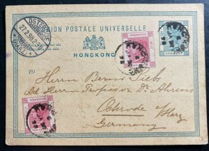 1898 Hong Kong Postal Uprated Stationery Postcard Cover to Osterode Germany