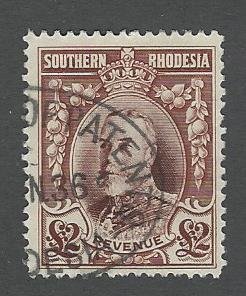 Southern Rhodesia  USED  1931 revenue barefoot #12 cat is $15