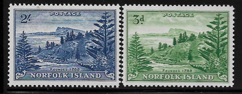 NORFOLK ISLANDS, 23-24 MNH,FOUNDED IN 1788 BALL BAY