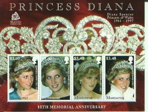 Princess Diana, 10th Anniv.,  S/S 4, MONT07008