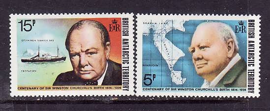 British Antarctic Territory-Sc#62-3- id7-unused NH set-Winston Churchill-1974-