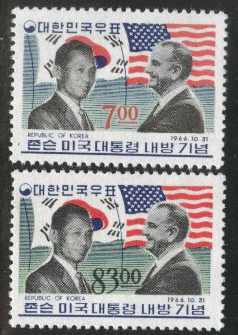Korea Scott 544-545  MNH** 1966 Flag stamp set CV$14