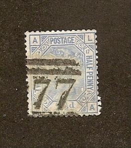 Great Britain  Scott #68  plate #17  Used   Scott CV $60.00