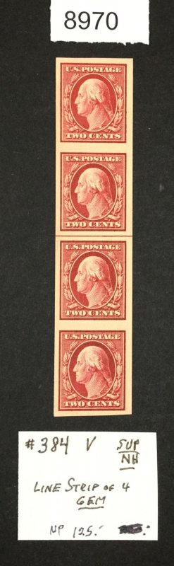 MOMEN: US STAMPS # 384V MINT OG NH XF LINE STRIP IMPERF COIL $90+++ LOT #C 8970