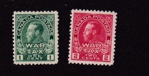 CANADA # MR1-MR2 VF-MNH KGV WAR TAX ADMIRALS 1ct & 2cts CAT VALUE $240 (KK55)