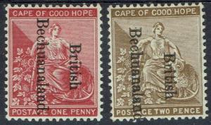 BECHUANALAND 1893 OVERPRINTED CAPE SET READING DOWN