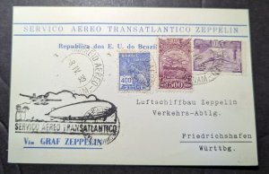 1932 Brazil LZ 127 Graf Zeppelin Cover Pernambuco to Friedrichshafen Germany