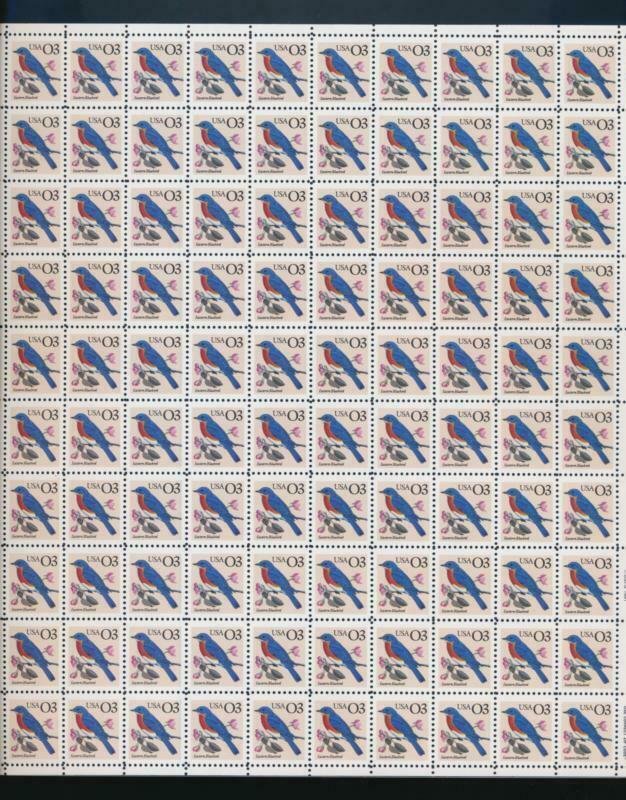 UNITED STATES (US) 2478 3c BLUEBIRD MINT NH SHEET OF 100