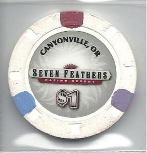 $1.00 Casino Chip, Seven Feathers, Canyonville, OR