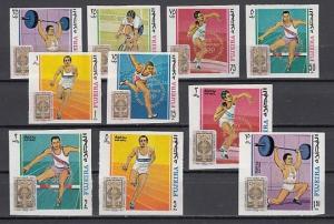 Fujeira, Mi cat. 320-329 B. Summer Olympics XX, IMPERF issue. ^