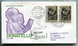 Italy FDC Venetia 1966 Donatello couple traveled Racc. For Italy 715