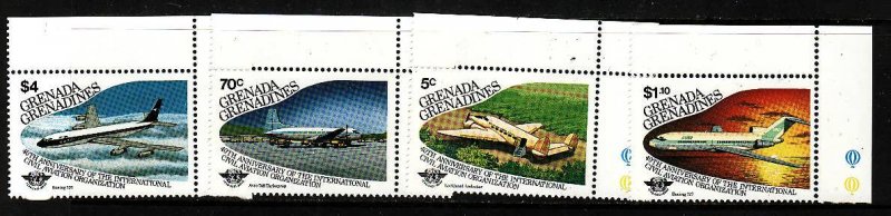 Grenada Grenadines-Sc#652-5-unused NH set-Planes-Aircraft-Civil Aviation-1985-