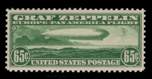 MOMEN: US STAMPS #C13 GRAF ZEPPELIN AIRMAIL MINT OG H XF+ LOT #85100*