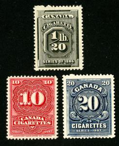 Canada Stamps # 3 Unused 1897 Cigarette Revenues