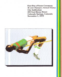 USPS 1st Day Ceremony Program #C97 Olympics Airmail Track Field High Jump 1979