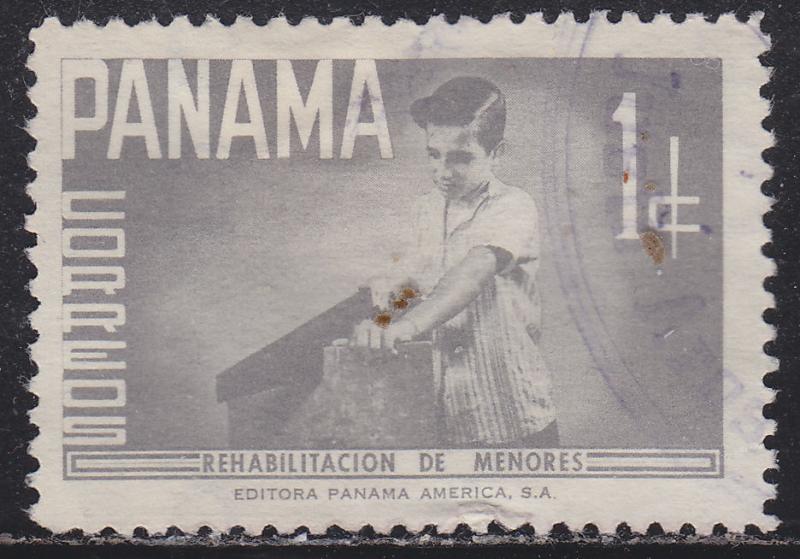 Panama RA51 Boy Sawing Wood 1961