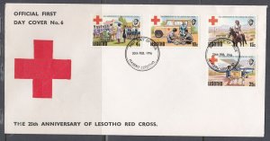 Lesotho Scott 195-8 FDC - Red Cross, 25th Anniv.