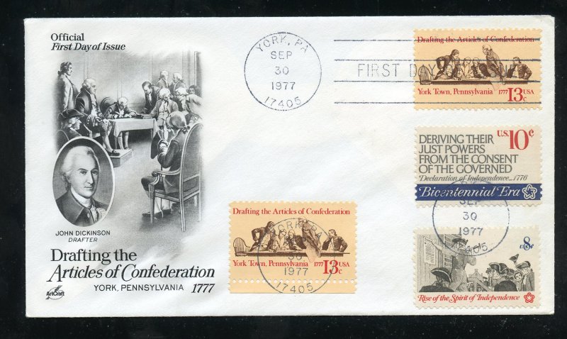 US 1726 Articles of Confederation UA ArtCraft cachet FDC Combo