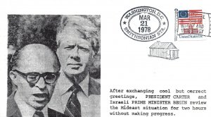 US EVENT CACHET COVER PRESIDENT CARTER AND PRIME MINISTER BEGIN MIDEAST 1978
