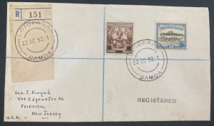 1952 Lotofaga Western Samoa Registered Cover To Fairview NJ USA