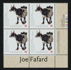 Canada 2522 BR Plate Block MNH Art, Joe Fafard, Cow