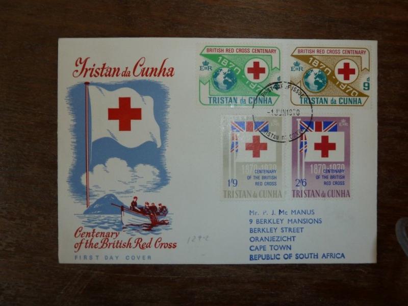 Tristan da Cunha 1970 Red Cross FDC to South Africa (56bea)