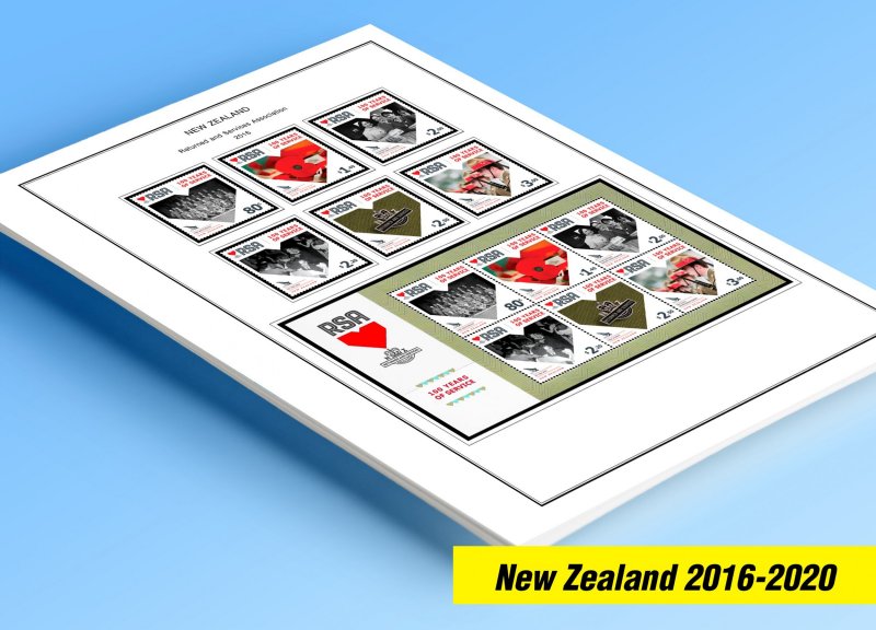 COLOR PRINTED NEW ZEALAND 2016-2020 STAMP ALBUM PAGES (103 illustrated pages)