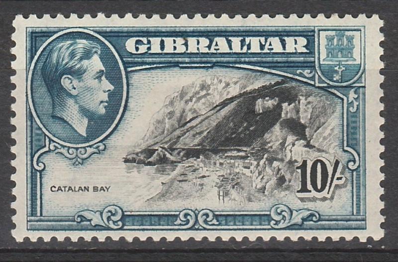 GIBRALTAR 1938 KGVI CATALAN BAY 10/- PERF 13