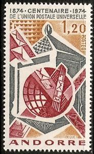 Andorra-French 235 MNH 1974 UPU Centenary