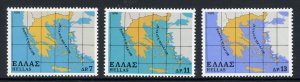 Greece Scott 1285-87 MNHOG - 1978 Map of Greece Set - SCV $0.75